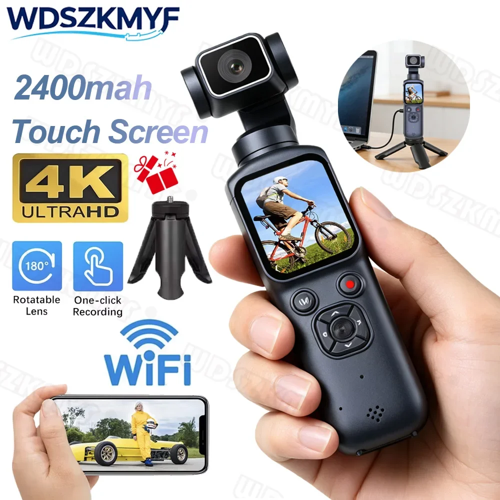 4K Portable Action Camera Desktop Stand WIFI 330° Face Track For YouTube Vlog Entry Video Recording Record Action Cameras Cam