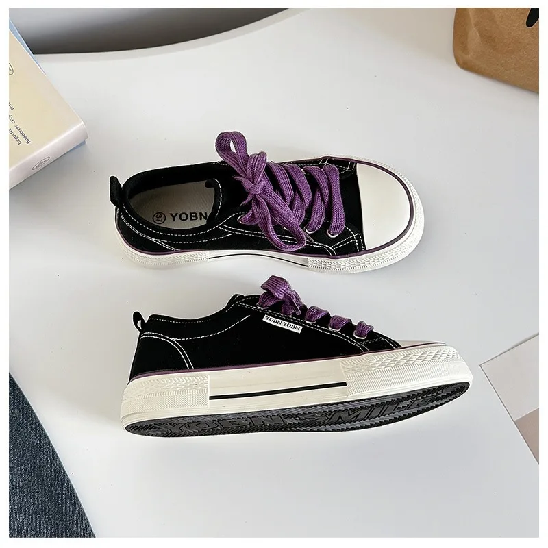 Women's Casual Canvas Shoes Flat Solid Colour Student Sneakers_voghion.com