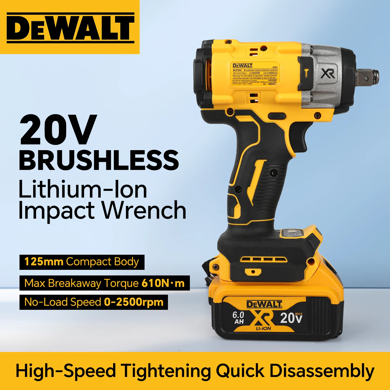 

DEWALT DCF922 ATOMIC 20V MAX 1/2 in Cordless Impact Variable - speed Electric Wrench with Detent Pin Anvil