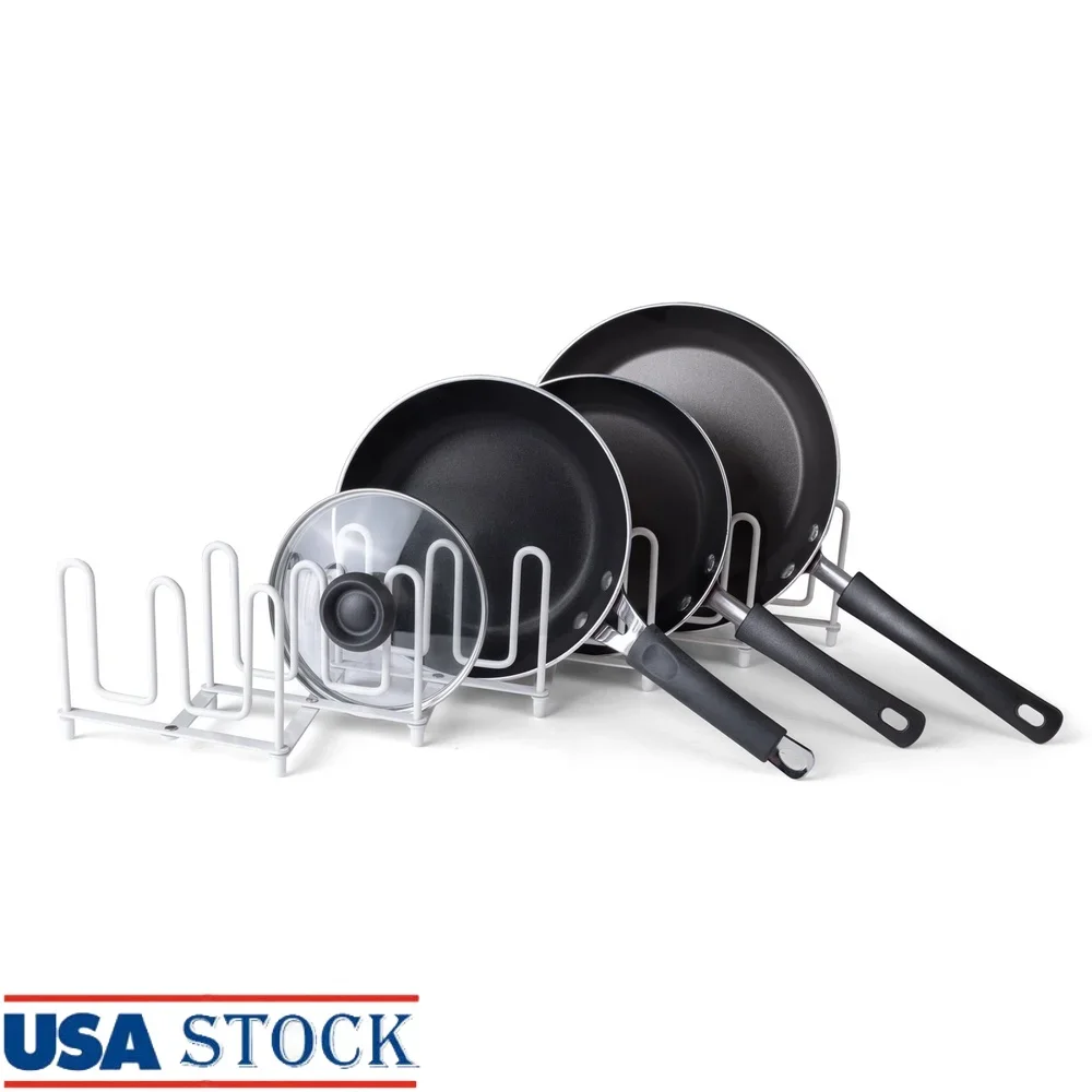 

Expandable Pan Lid Organizer Kitchen Storage Rack Rust Resistant 5 Compartment Holder Pots Lids Plates and Cutting Boards