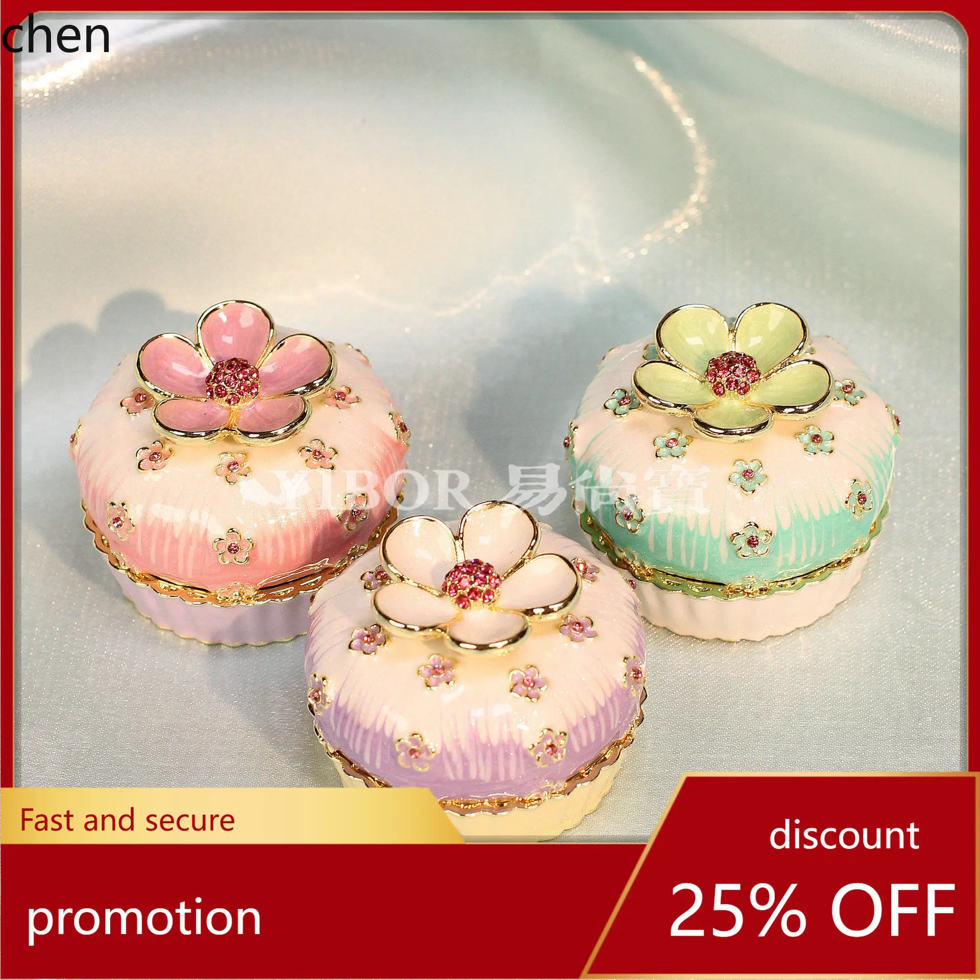 

H1 Colorful Alloy Jewelry Box, Small Cake-Shaped Ring and Accessory Storage Box, Valentine's Day Gift, Mini Small Present