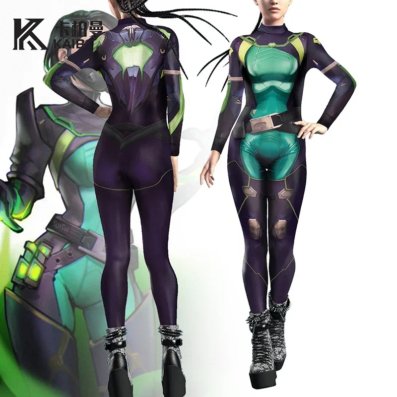 SN60 juego VALORANT Viper Cosplay mono 3D Halloween mujer Catsuit Viper Cosplay disfraz Zenti fiesta mono Dress1 y 2