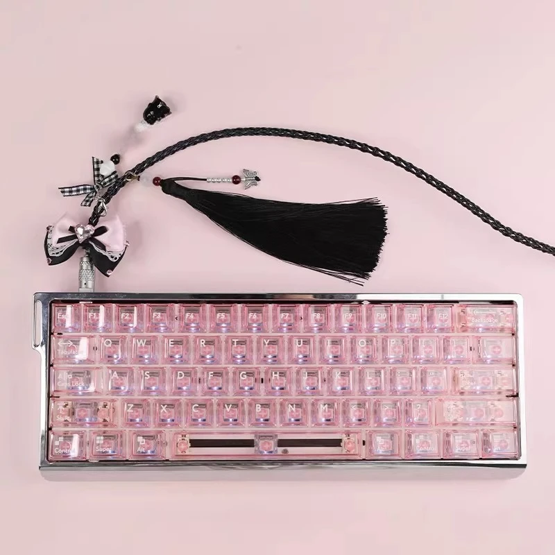 

Кабель для клавиатуры «сделай сам», 8-жильный монокристаллический медный 8K RGB плетеный кабель с кисточкой, авиационный штекерный кабель для механических аксессуаров для клавиатуры