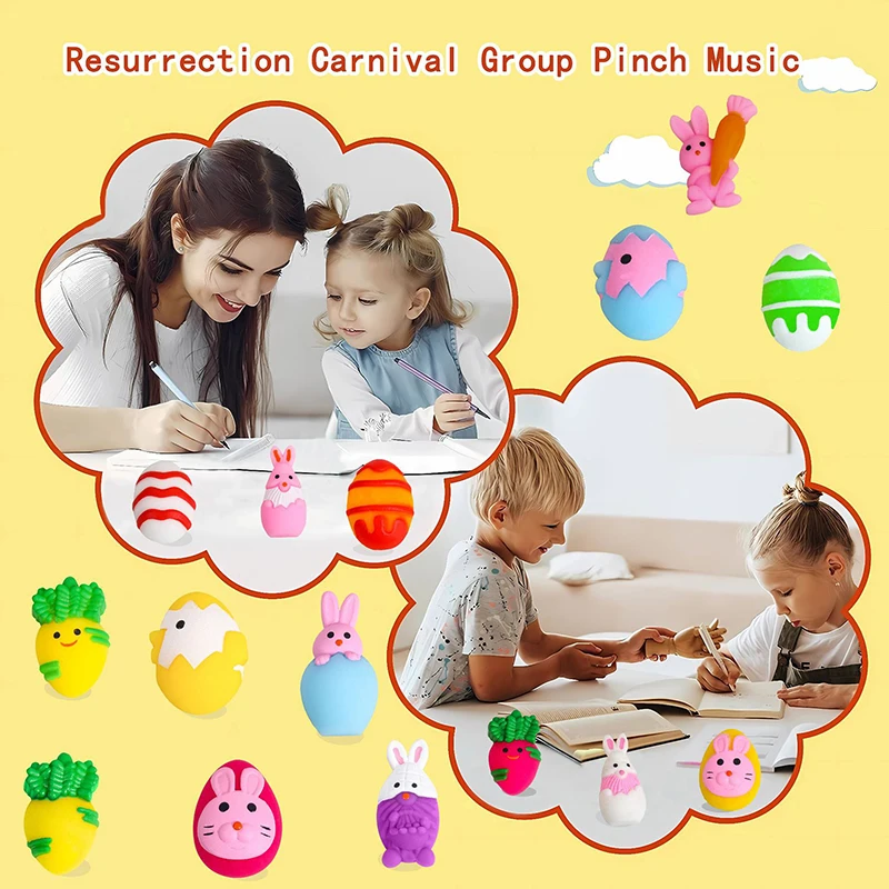 10Pcs New Easter Cartoon Gnocchi Pinch Stress Relieving Toys Funny Cute Soft Stress Relief Toys Children's Holiday Birthday Gift