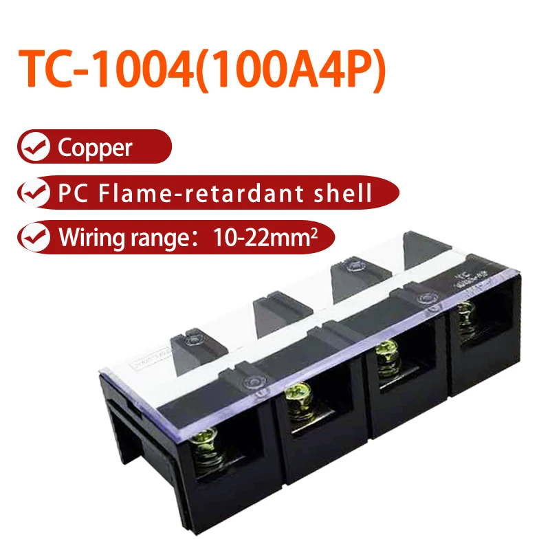 

Terminal Blocks TC-1004 Electric Current Connector Plate 100A 600V 4 Position 4P Dual Row Copper