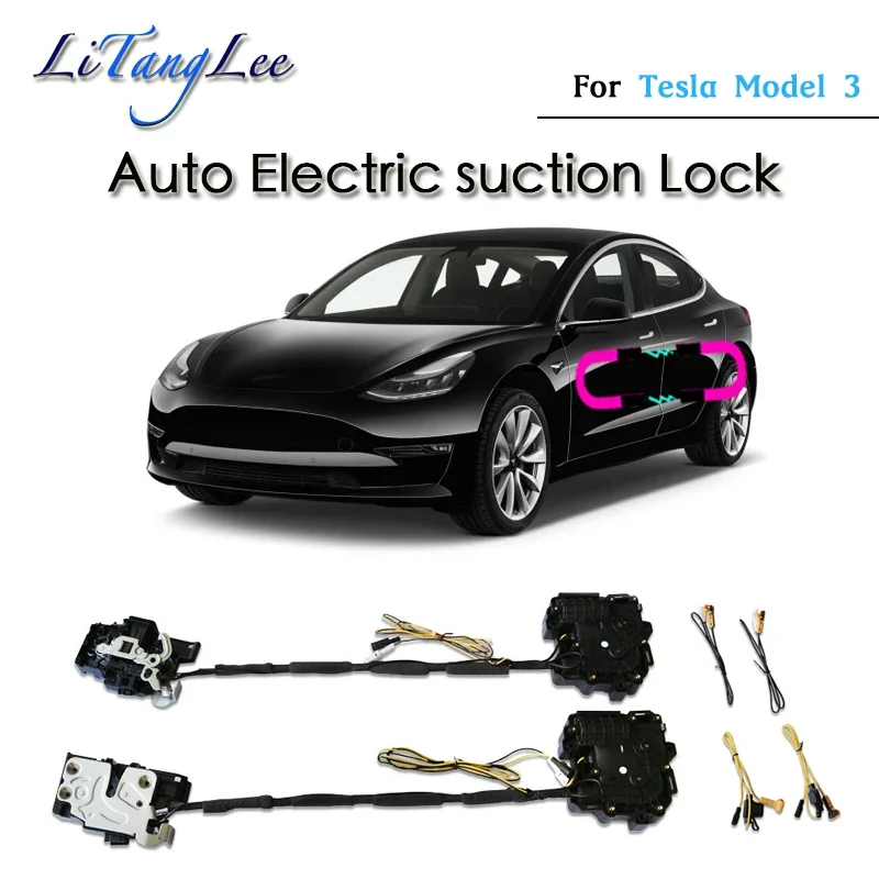 For Tesla Model 3 2019-2024 ​​ Car Soft Close Door Latch Pass Lock Actuator Auto Electric Absorption Suction Silence Closer