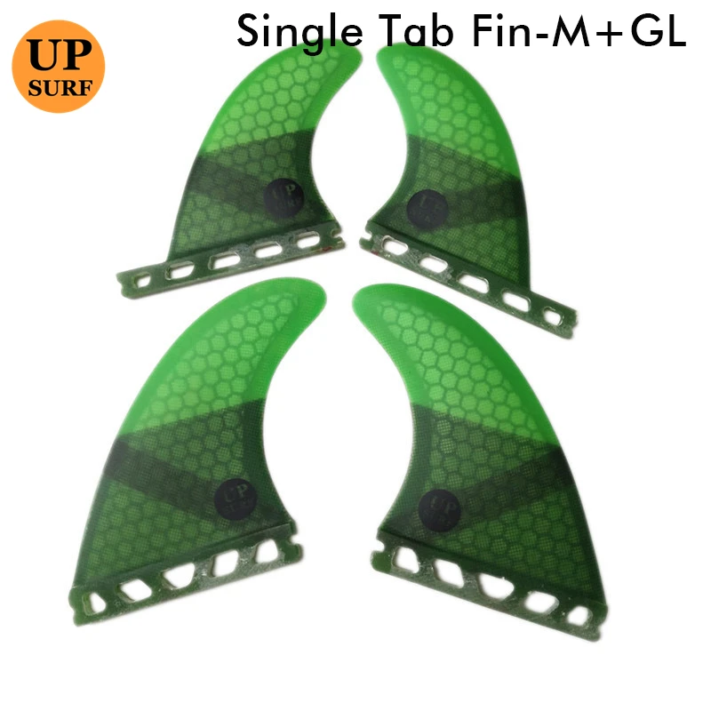 Surfboard Single Tabs Fins M+GL Green Fiberglass Honeycomb Quad Fin Set Surf Board Fins 4pcs Surfing Swimming Accessories