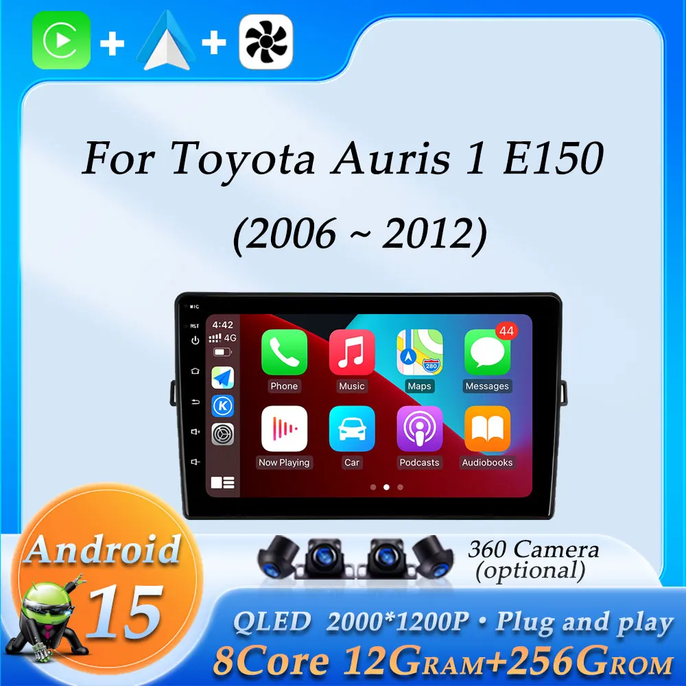 

Car Radio Video Audio Multimedia Player for Toyota Auris 1 E150 2006 - 2012 Wireless CarPlay DSP Stereo Split Screen Bluetooth