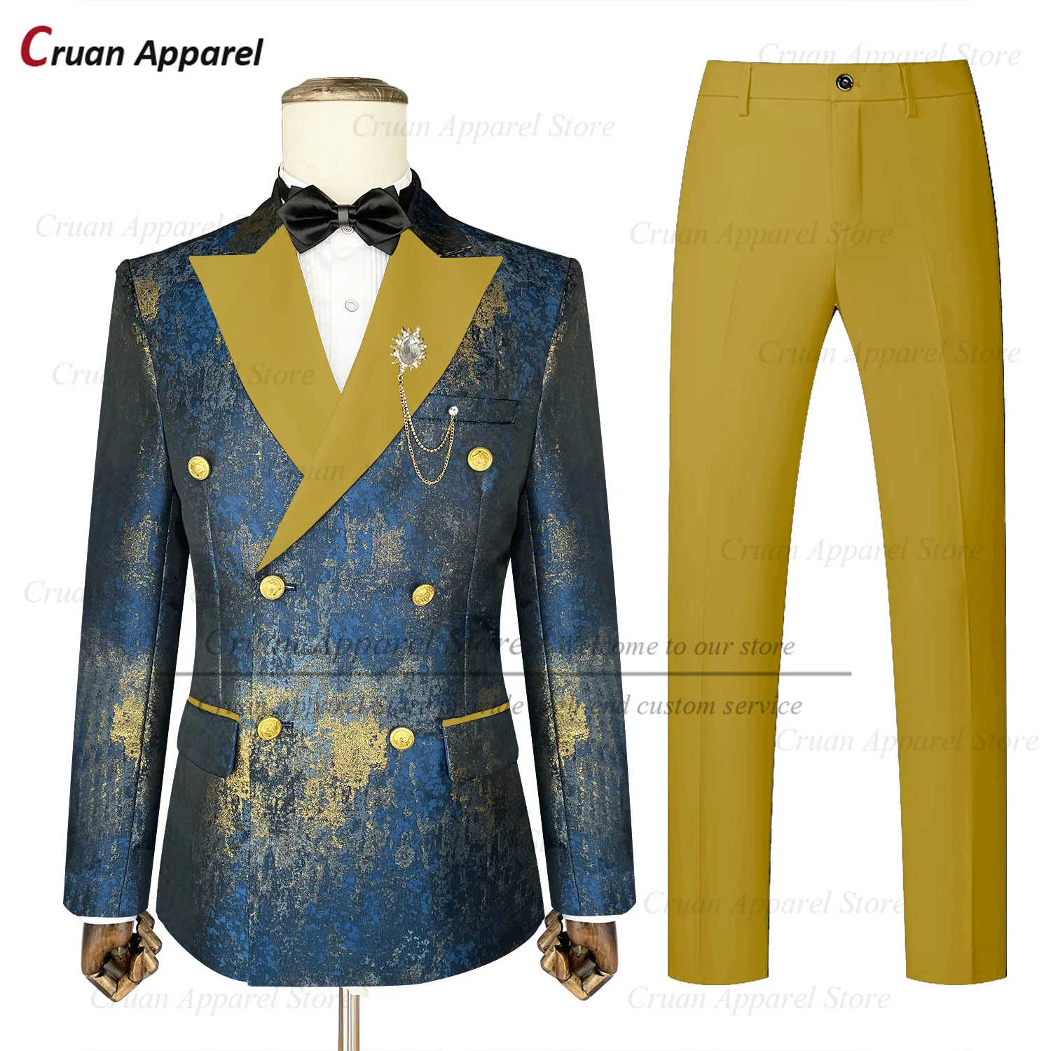 Newest Men Suit Sets Wedding Party Grooms Tailor-made Luxury Outfits Evening Dinner Male Fashion Shiny Blazer Pants 2 Pieces