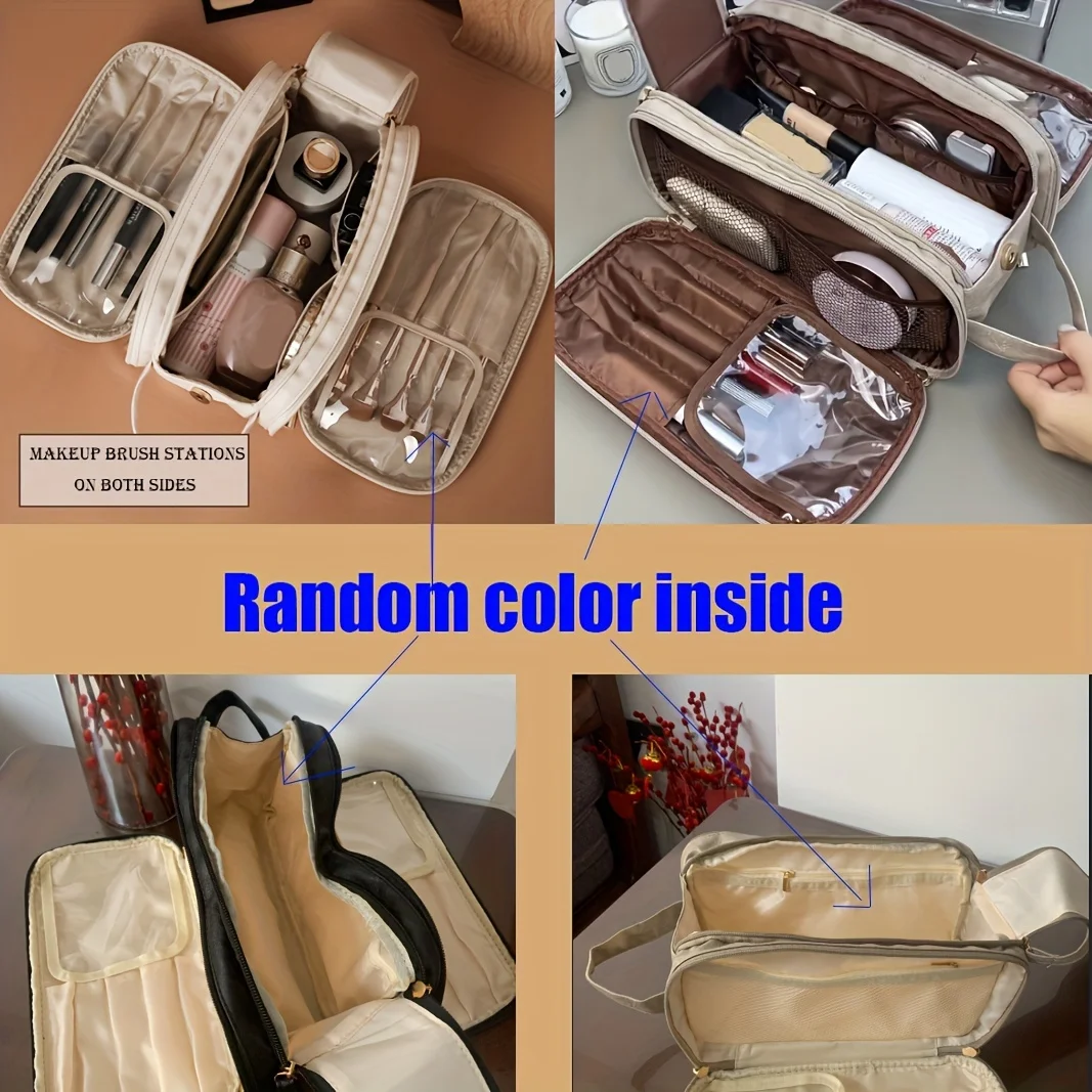 Large Capacity Comestic Bag, Waterproof Portable Makeup Pouch, Toiletry Organizer & Travel Accessories