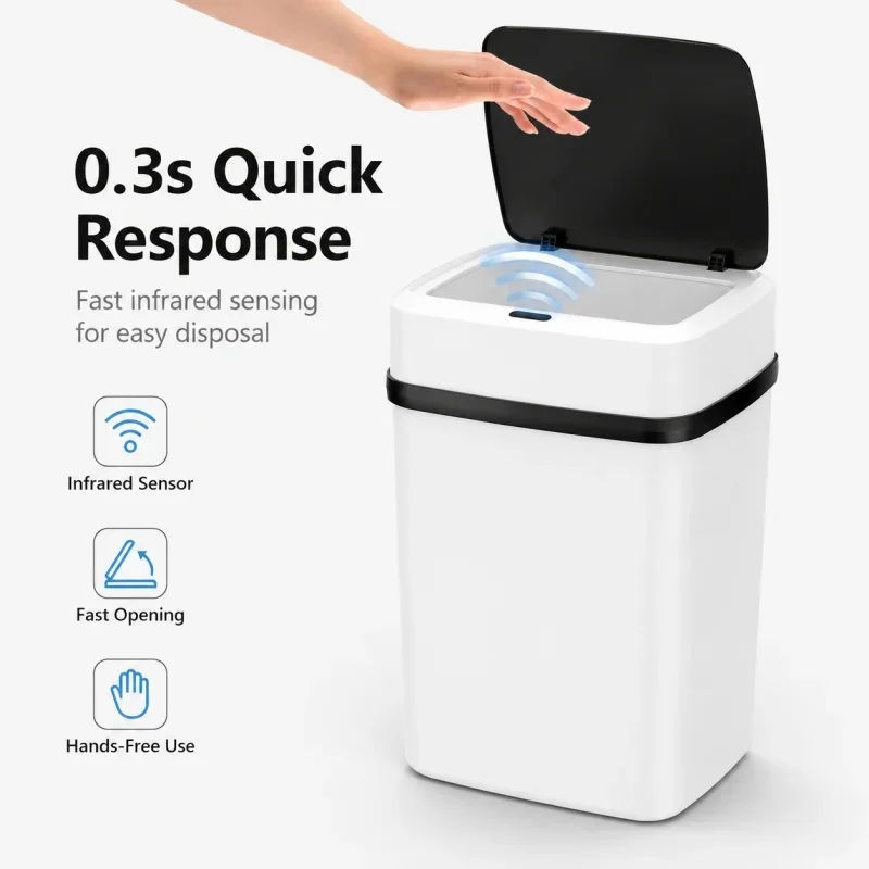 13L Intelligent Sensor Trash Can - Suitable for Home, Bedroom, Bathroom, Odor-proof for Bedroom and Living Room Trash Can