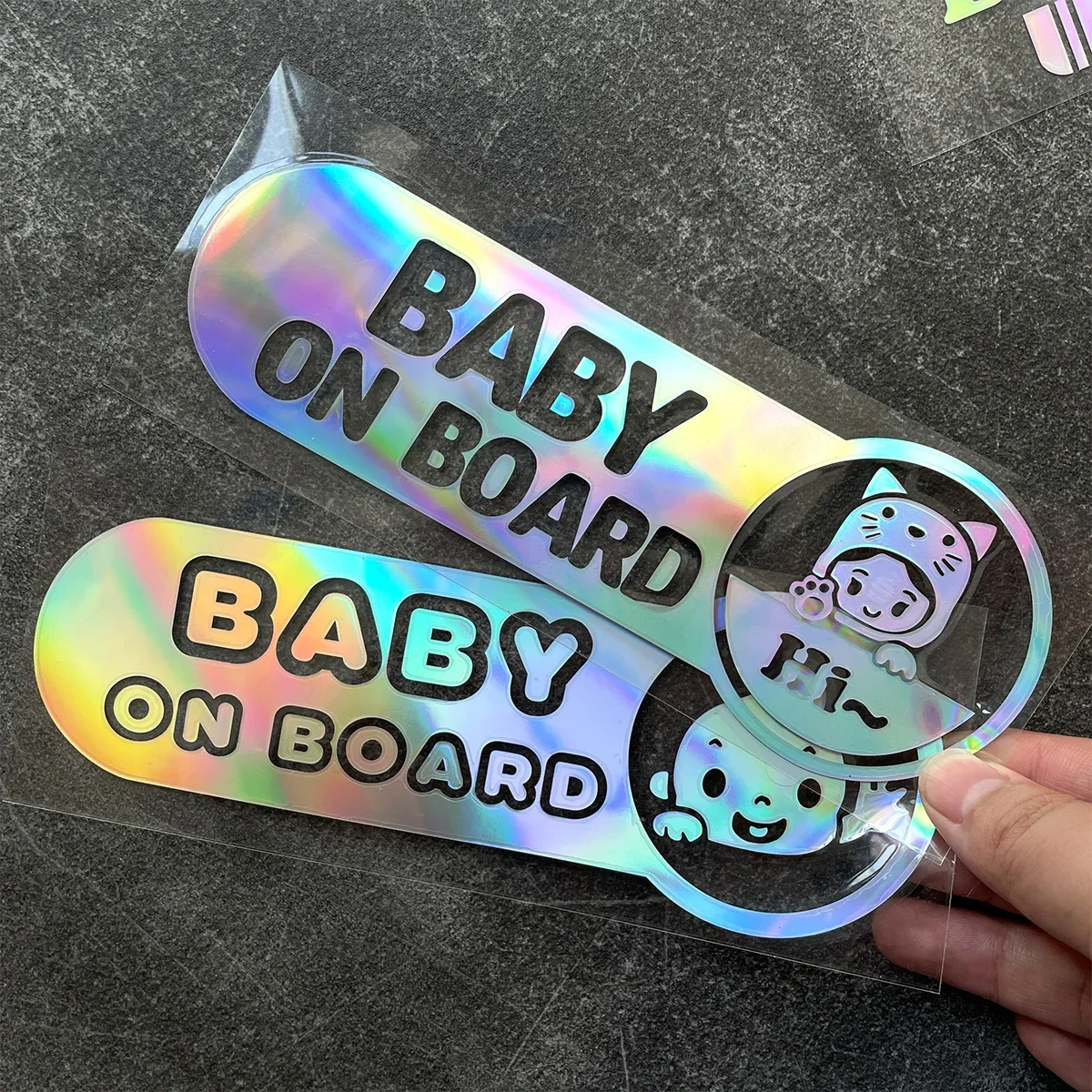 Baby In Car Laser Rainbow Car Styling Stickers Auto Motorcycle Moto Scooter Body Windshield  Decals Accessories for BMW Honda