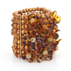 Statement Wood Bracelet Set  for Women Beads Flower  Accessories Handmade Woman Anklet  Jewelry