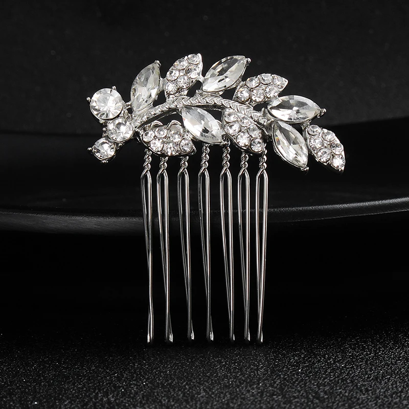 Neuer Haarkamm aus Silberlegierung, handgefertigte Perlen, Strasssteine, modischer Metall-Kopfschmuck, elegantes Haarschmuck-Accessoire für Frauen – Detail 19