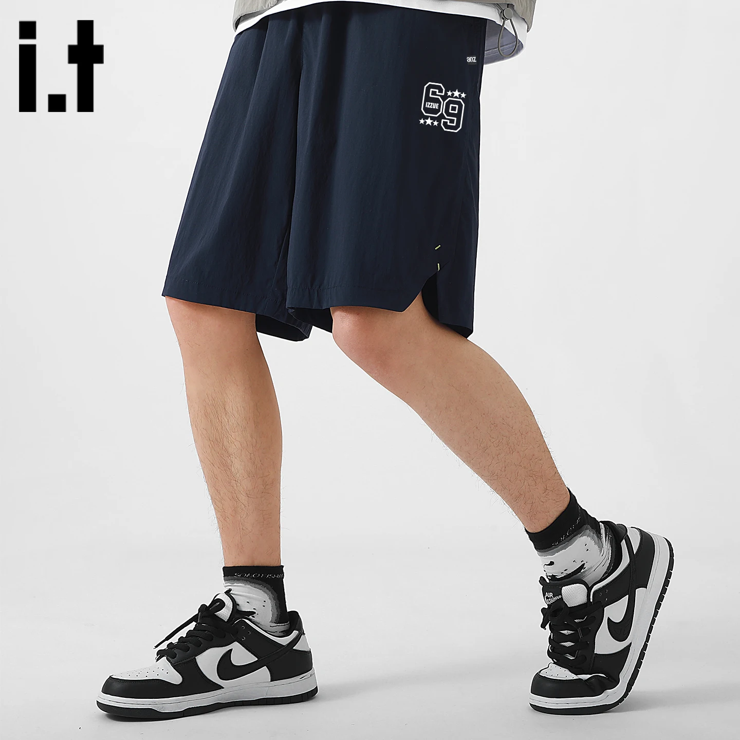 

Мужские охлаждающие спортивные брюки Izzue: дышащие, длиной до колена, летние, повседневные, с высокой талией, прямого кроя