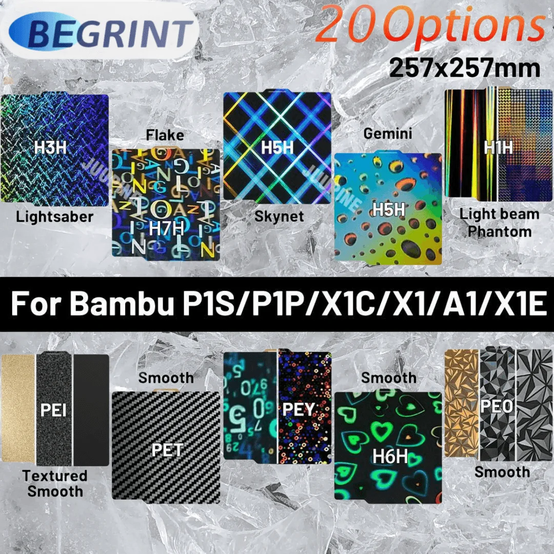 

Для Bambu Lab P1S сборная пластина A1 X1C Pei текстура 257x257 H1H PEY Peo листовая пружина сталь для Bambulabs X1 Carbon Bambulab P1P