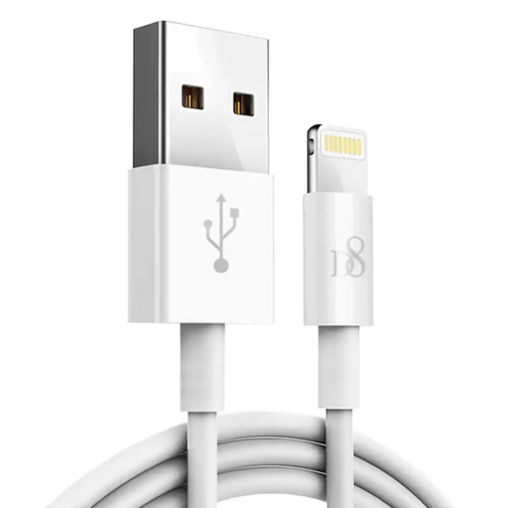 D8 USB Type A to Lightning 1m Cable Mfi Certified White Charge+Data Compatible with iPhone 13 12 11 X iPad Pro PSC-0599