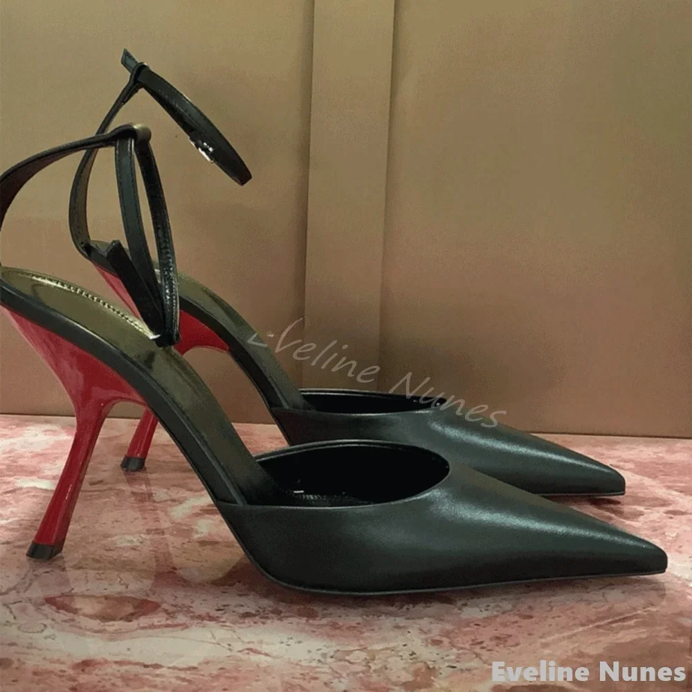 

Gold Heel Hollow Back Strap Pumps Women Square Toe Mixed Colors Stiletto Heel Sexy Pumps 2025 New Fashion Slip On Frosted Sandal