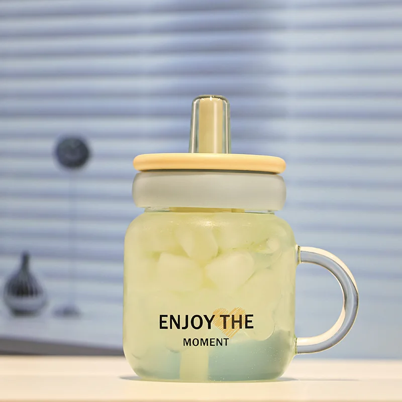 Home Drinkware Chaoka glass straw cup for girls office high-looking water cup for tea large capacity new drinking cup portable