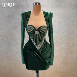 LORIE Emerald Glitter Cocktail Party Gowns Sweetheart Mini Sparkly Lace Pleat Formal Evening Dresses Bones Customized Party Gown