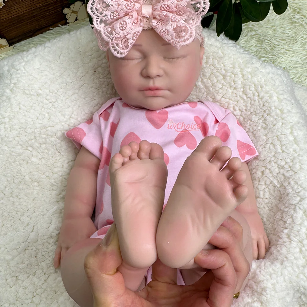 22 "มือวาดซิลิโคน Reborn ตุ๊กตาเด็กทารกเหมือนจริง Full Body Platinum ทารกแรกเกิด Bebe สาวสําหรับสะสมของขวัญและงานศิลปะ DIY