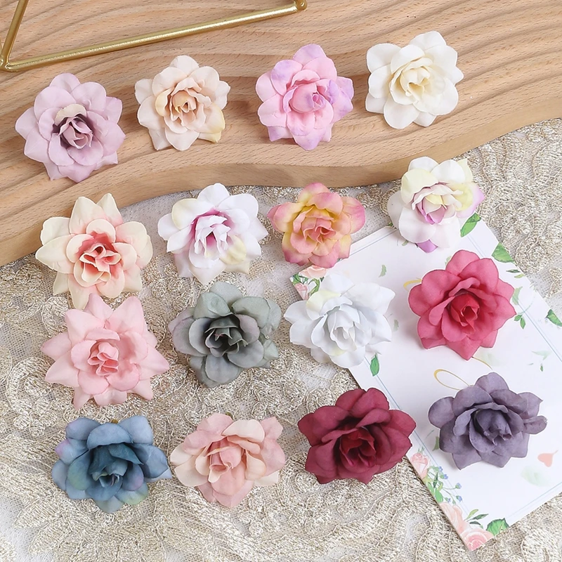50 Stück künstliche Blumen, 4,5 cm, künstliche Blumen für Heimdekoration, Hochzeit, Hochzeit, Dekoration, Partyzubehör, DIY-Girlande, Geschenkzubehör – Detail 3