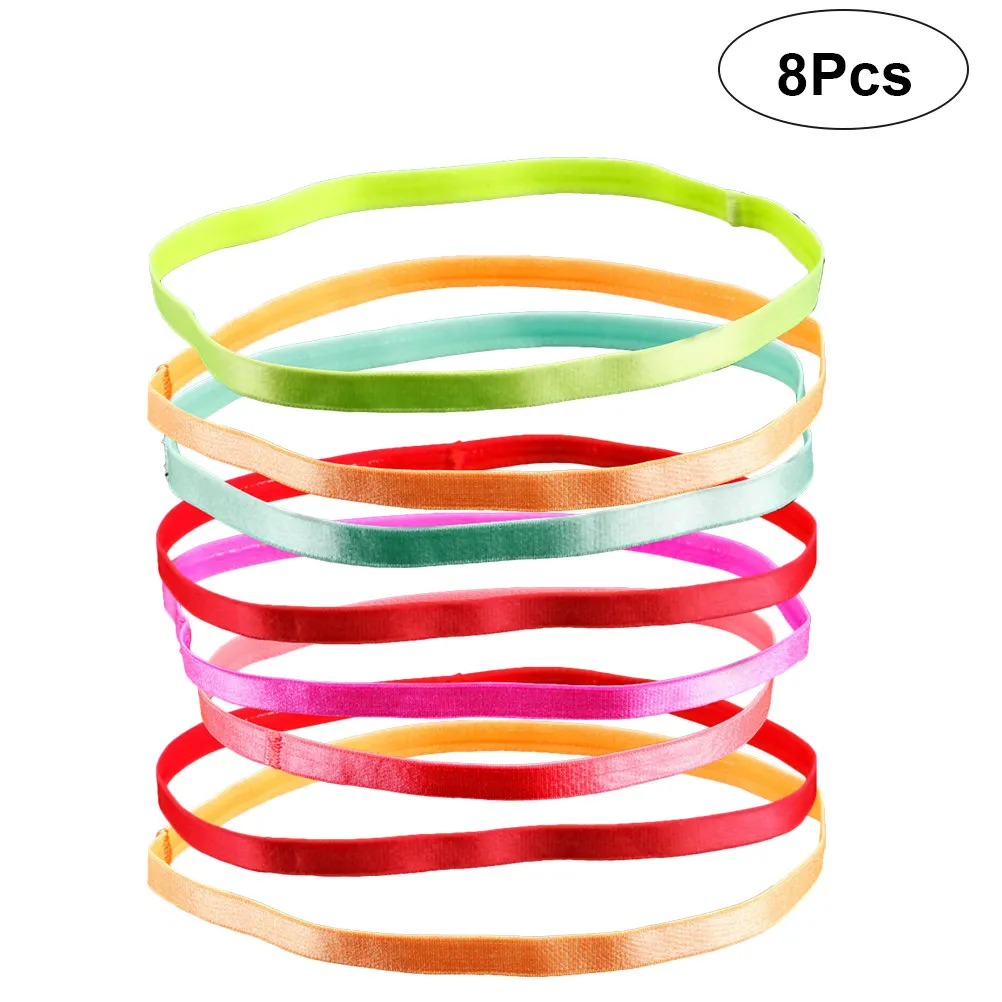 

Набор из 8 высококачественных нескользящих повязок для волос для женщин: эластичные спортивные повязки для йоги, впитывающие пот, для спортзала и бега