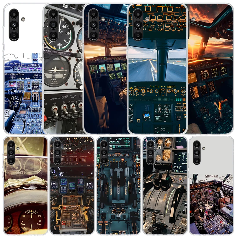 Aviation Aeroplane Pilot Cockpit Cover for Samsung Galaxy A17 A37 A57 A16 A26 A36 A56 A15 A14 A55 Phone Case A13 A53 A25 A35 A24