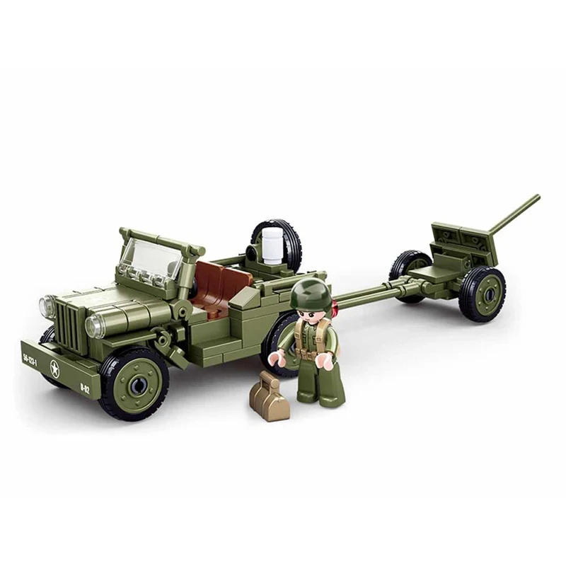 Sluban 143PCS Military Vehicle WW2 Normandy Landing WILLYS Car Building Block Army Soldier Car Classic Model Bricks Kids DIY Toy