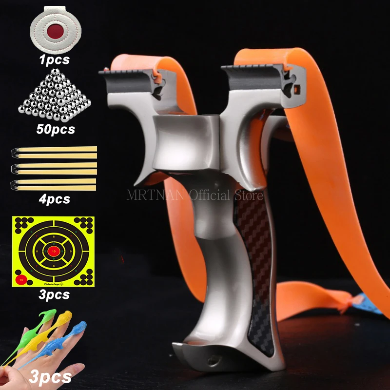 

Metal Aiming Slingshot Flat Rubber Band Professional Competitive Slingsshot Outdoor Hunting and Shooting Accessories Package
