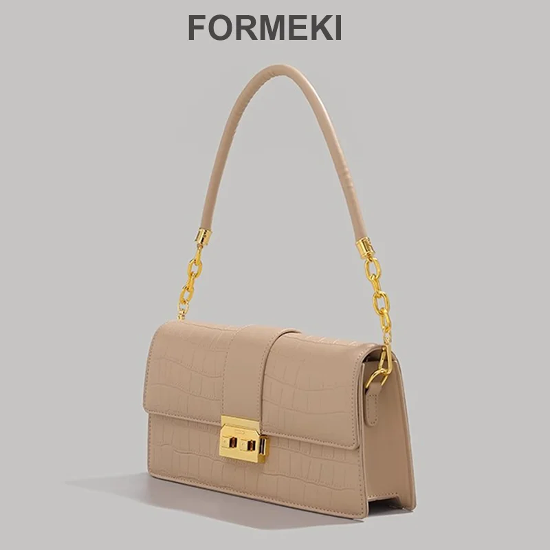 Formeki Crocodile Bag 2023 New Light Luxury Small Square Bag Style Handbag Shoulder Bag Women Ladies Female