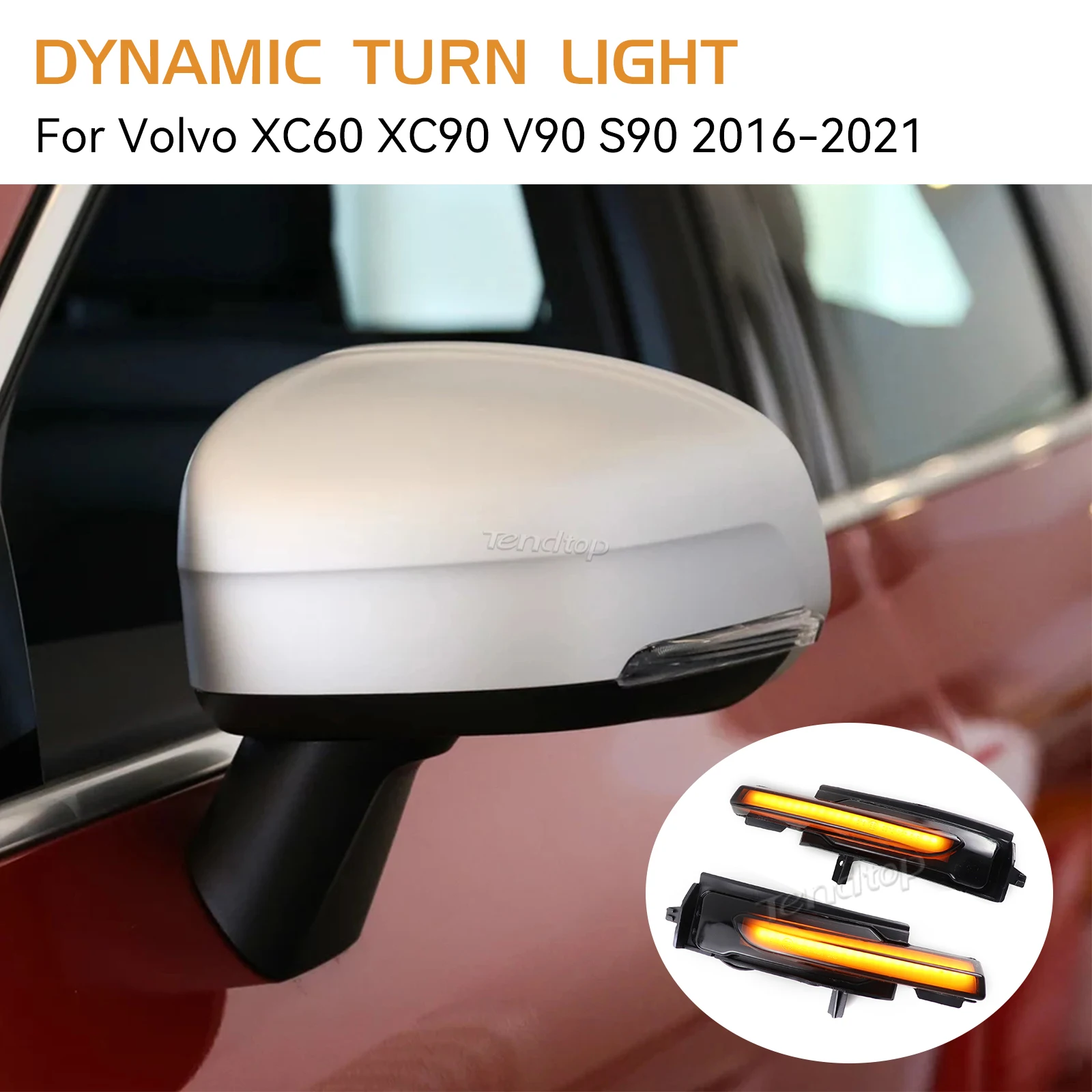 LED Dynamic Turn Signal Light For Volvo XC90 XC60 V90 S90 2016-2021 Side Mirror Indicator Blinker