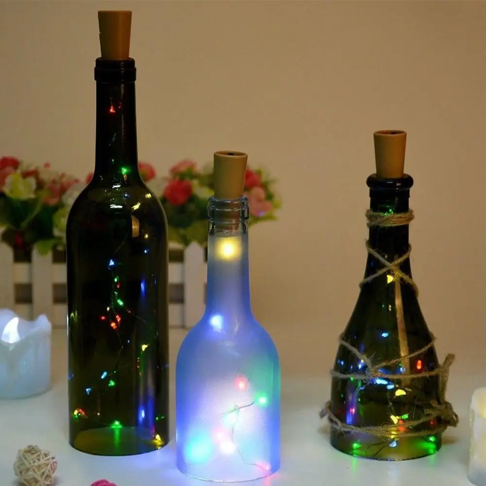 1pcs Solar Wine Bottle Lights 20 LED Solar Cork String Light Wire Fairy Light for Holiday Christmas Party Wedding De S6L8