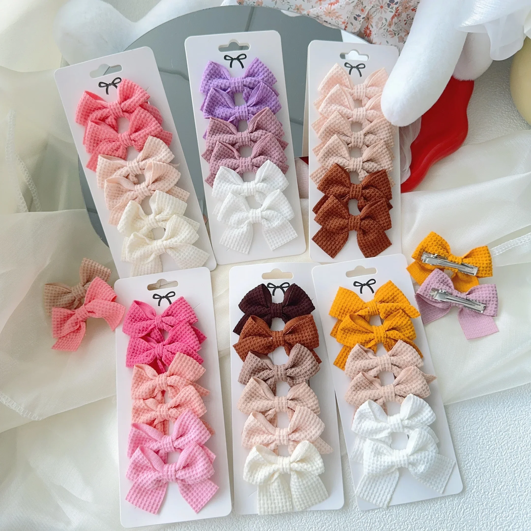 

6pcs/set Candy Colored Bow Hair Clip Cute Princess Hair Clip Bow Hairpin Children's Hair Accessory