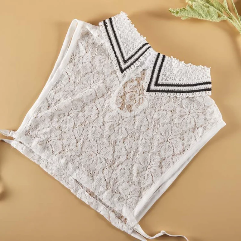 Nouveau col polyvalent pour femmes automne printemps hiver dentelle chemise décontractée respirante faux col bord en dentelle col soluble dans l'eau