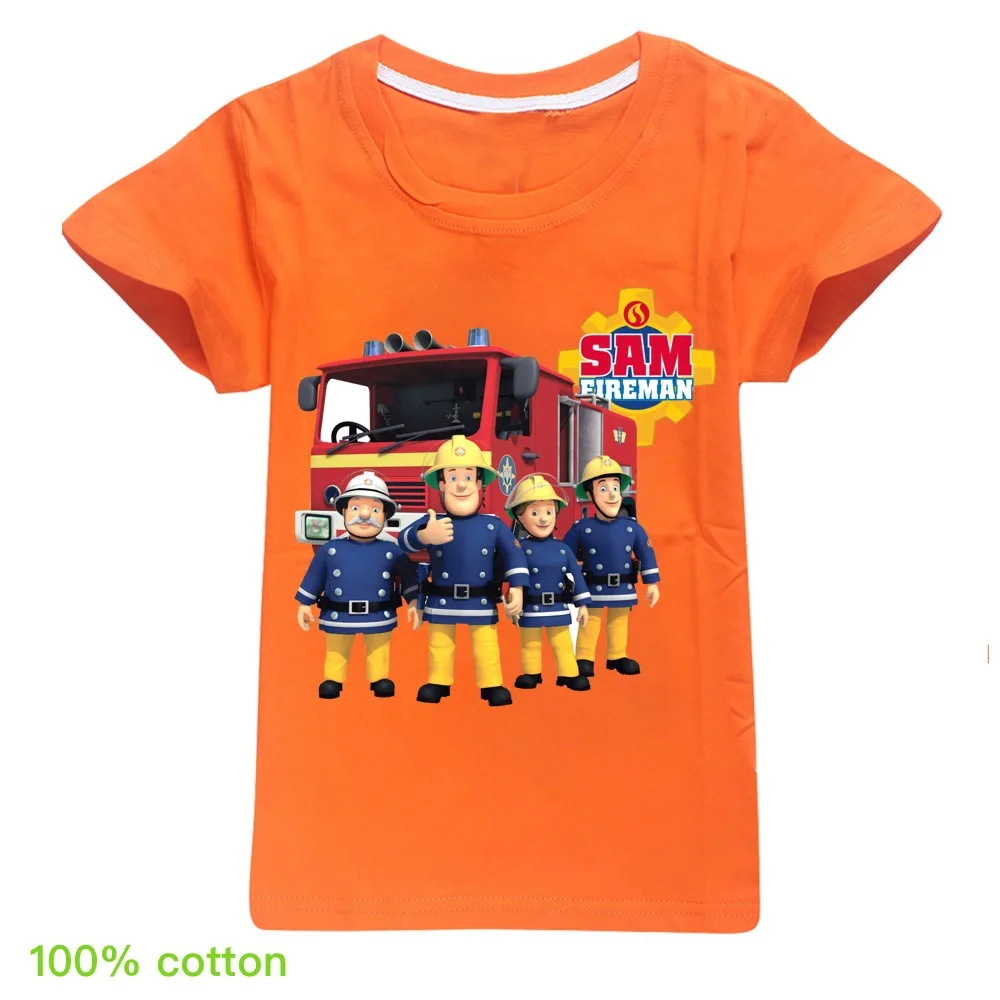 

Kids Clothes Fireman Sam Costume Short Sleeve Tee Tops Baby Boys Girls Clothing Cotton 3D Cartoon T-Shirts Children Clothes216