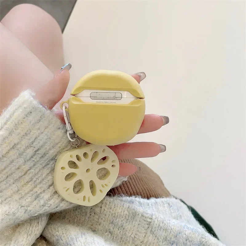 Lotus Root Slice Case for AirPods 4 Airpod 1 2 3 Pro Pro2  Bluetooth Earbuds Charging Box Protective Earphone Case Cover