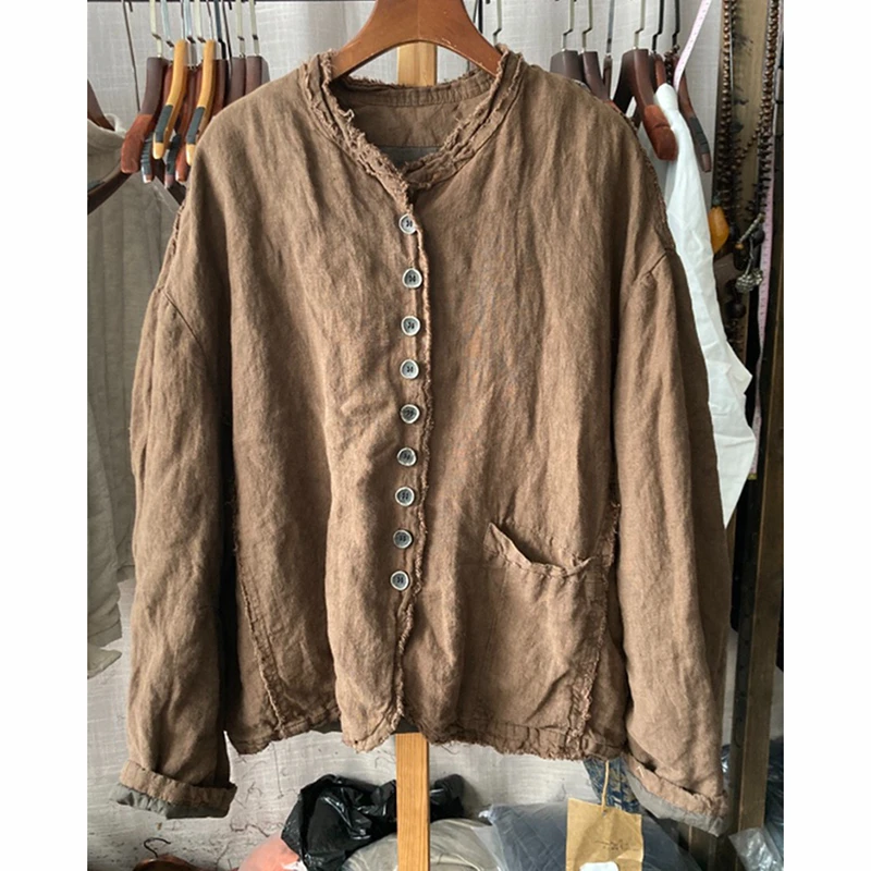 

2025 New Arrival Autumn/winter Women Long Sleeves Single Breasted Parkas Good Quality Double-layer Cotton Vintage Coats M318