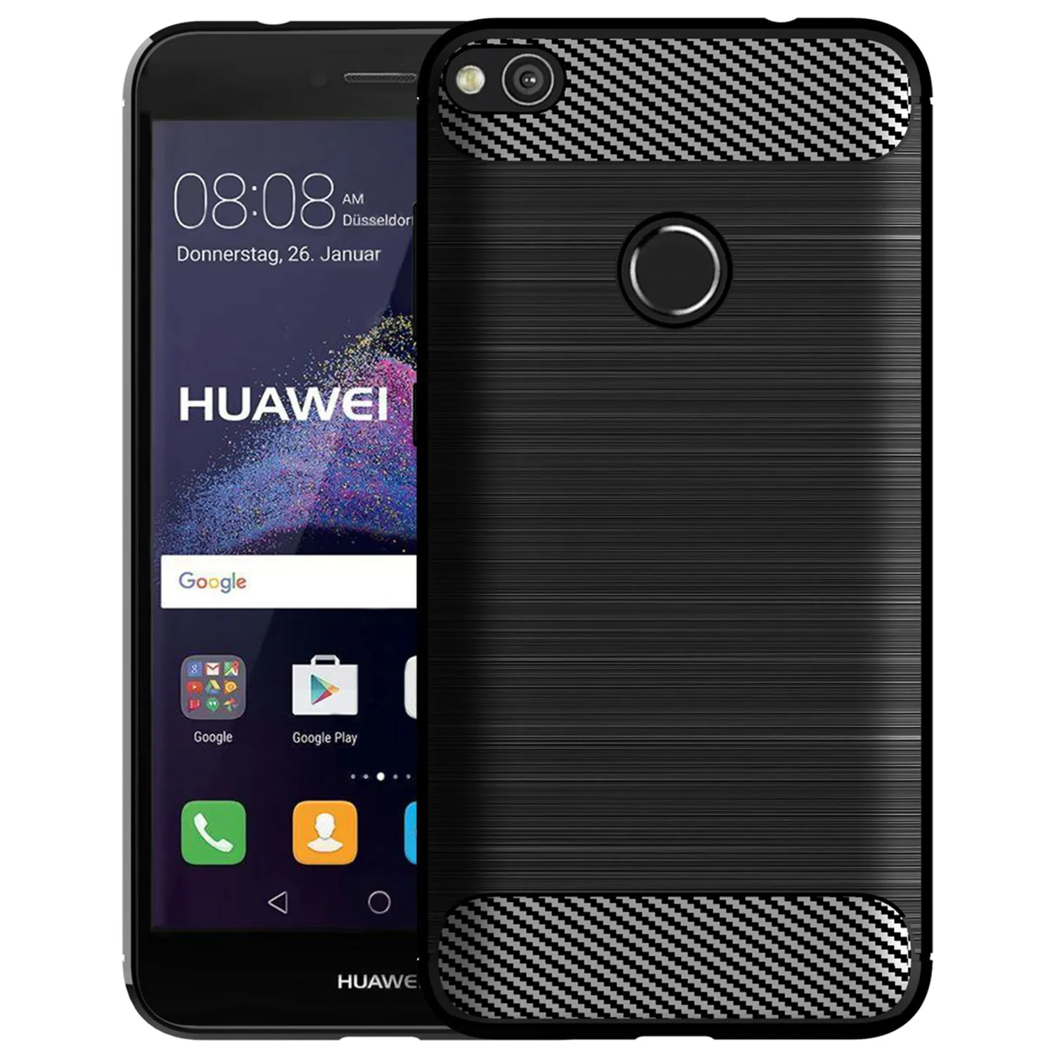 Ultra cienkie etui na Huawei P8 lite 2017 GR3 2017 odporne na wstrząsy etui na telefon z włókna węglowego dla p9 lite 2017 matowe silikonowe etui