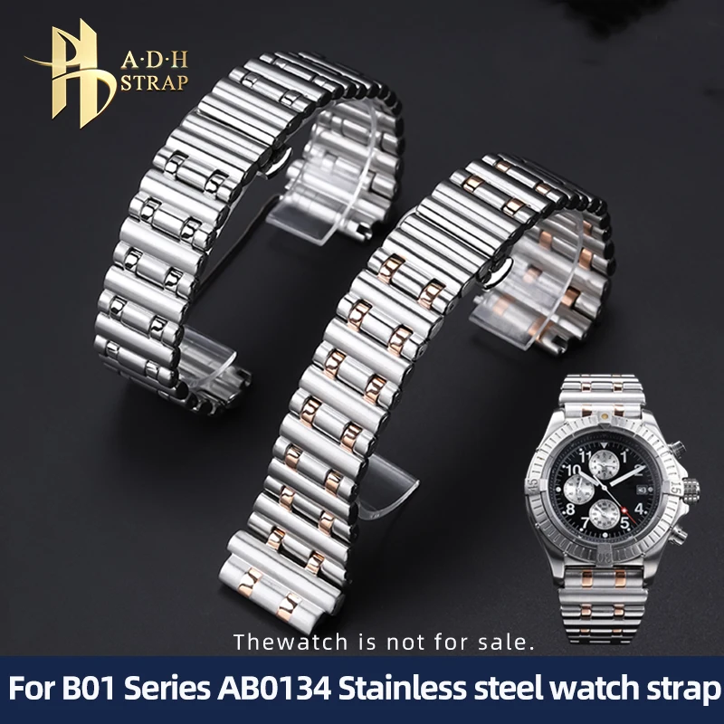 Para Breitling sincronización mecánica B01 serie AB0134 pulsera de Metal correa de acero de precisión sólida de alta calidad 22mm 24mm correa convexa