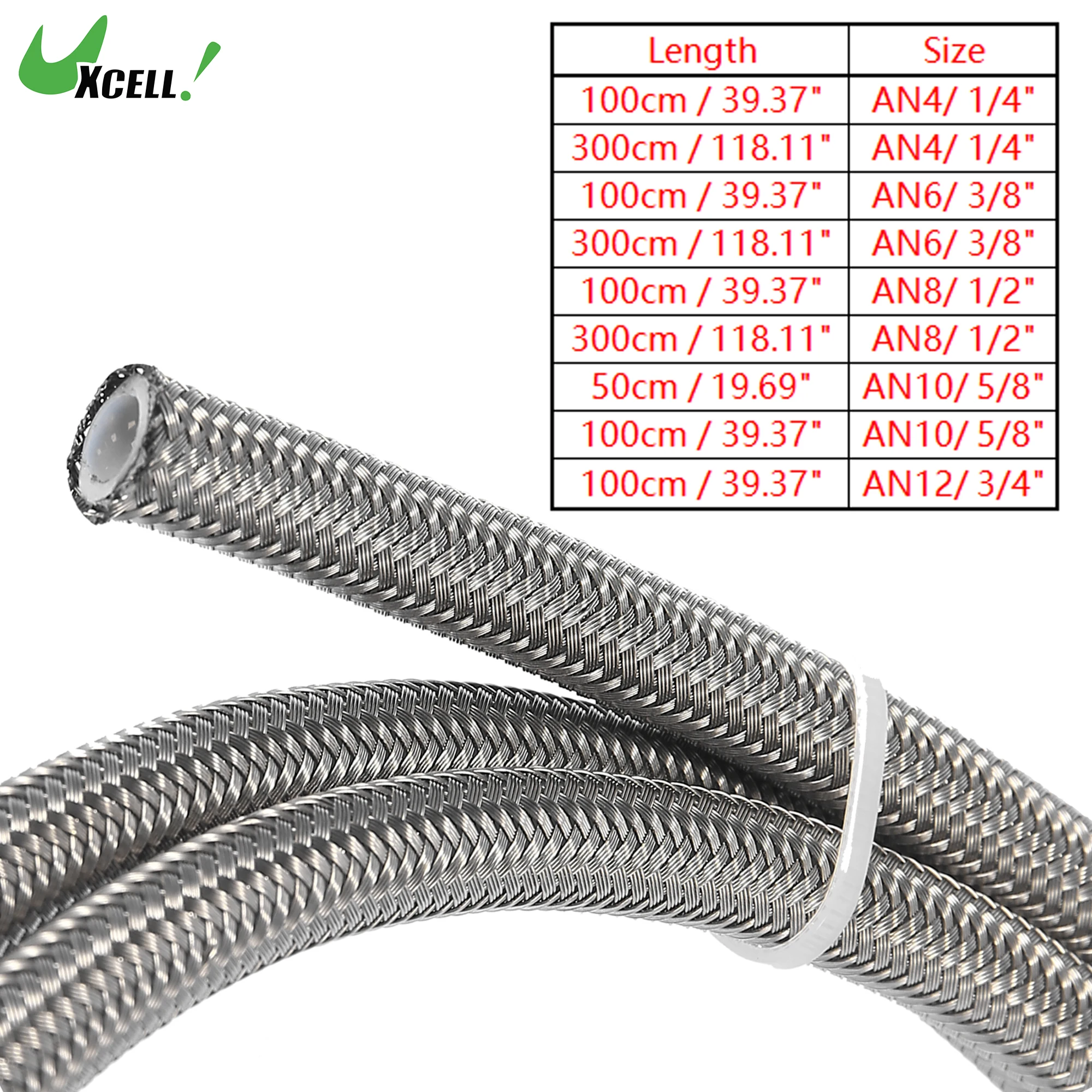 

UXCELL 50cm-300cm AN4/AN6/AN8/AN10/AN12 Fuel Hose Oil Gas PTFE Braided Pipeline Radiator Hose for E85 Car Oil Fuel Gas Line