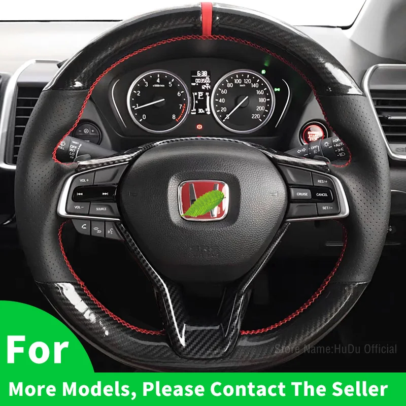 

Leather Car Steering Wheel Cover Hand Sewing Carbon Fiber Leather Braid For Honda Accord 10 2018 2019 Insight 2019 Interior