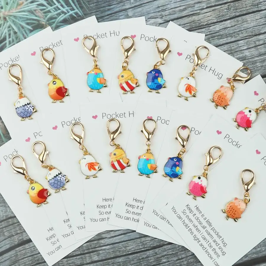 1/5/10/20/50/100pcs [Adorable Chick Keychains] s/s Adorable Cute Chick Keychains | Pocket Hug Charms, Synthetic Gemstone Tokens,