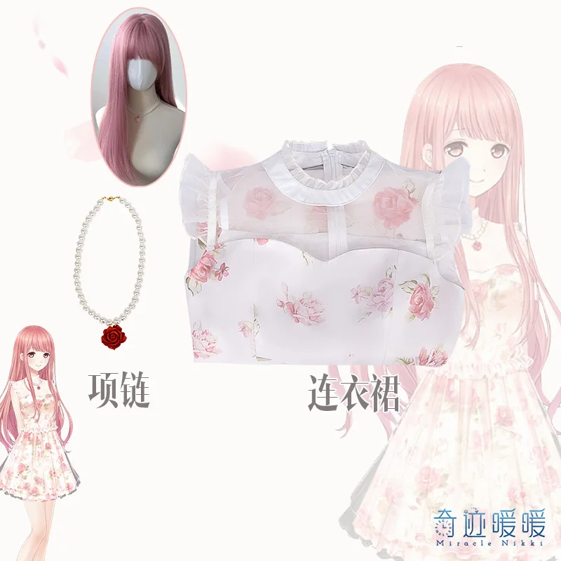 @ # $% Miracle Nikki COS Dress — классический игровой наряд с цветочным принтом, парик @ # $%^&* для лета/конвенции/магазина на Хэллоуин 1104224016   Магазин