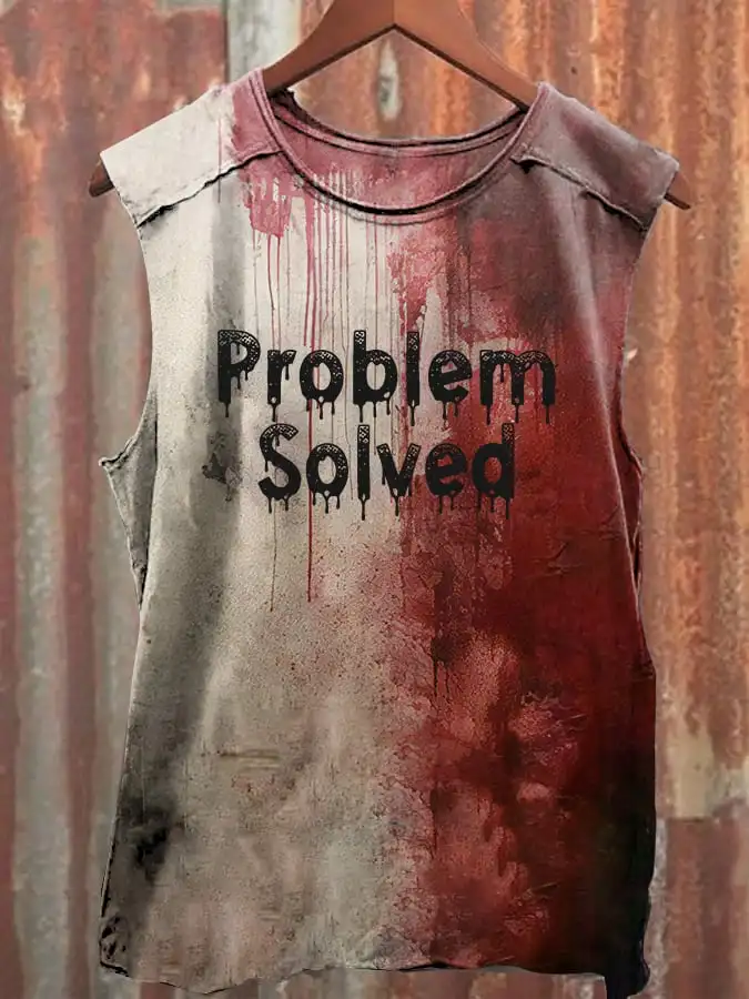 

Men's Bloody Problem Solved Halloween Print Vest