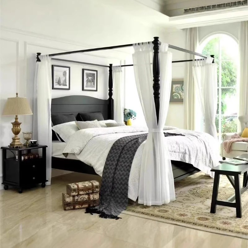 

American country oak all solid wood double bed 1.8 meters shelf