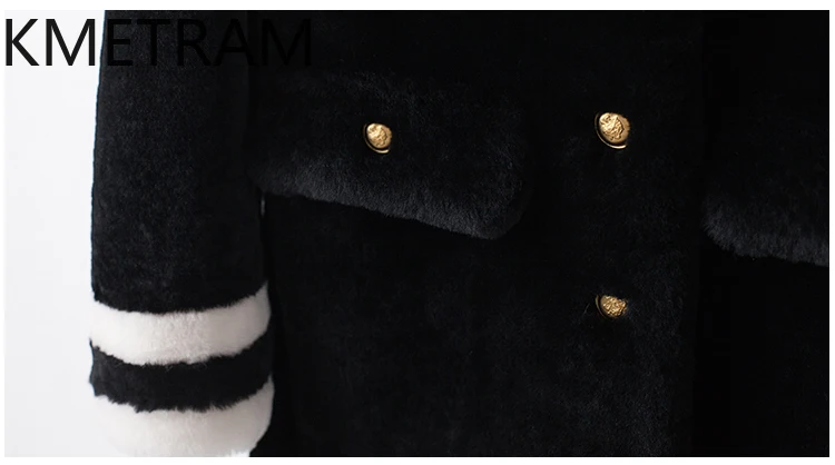 Natural Merino Wool Sheepskin Double Faced Fur Jacket Women Fashion Mid Length Black Real Fur Coat Winter Woman Clothing 2025