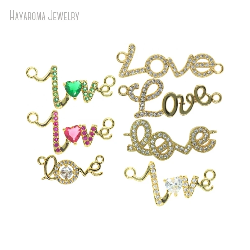 

10Pcs Gold Color Wholesale Copper LOVE Alphabet Letter Metal Connector