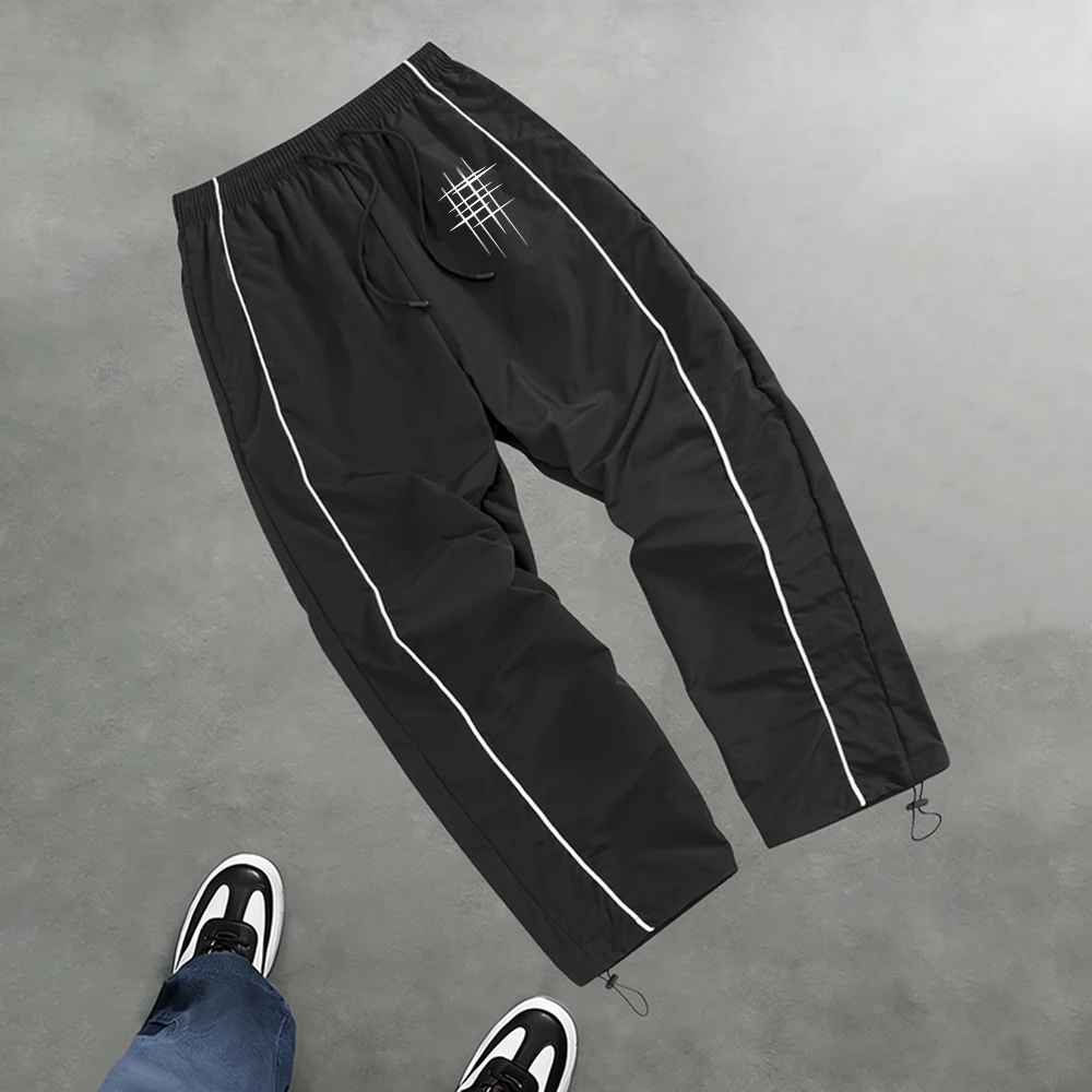 Men's Street Style Athletic Trousers With Rough Lines Prints Quick Drying Casual Pants For Outdoor Fitness Running And Cycling