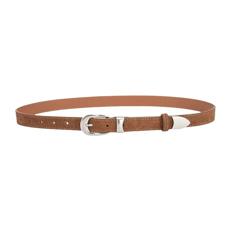 Chimbelt-Ceinture en cuir pour femme, version coréenne, daim conviviale ré, décoration de jeans polyvalente, personnalité, mode rétro